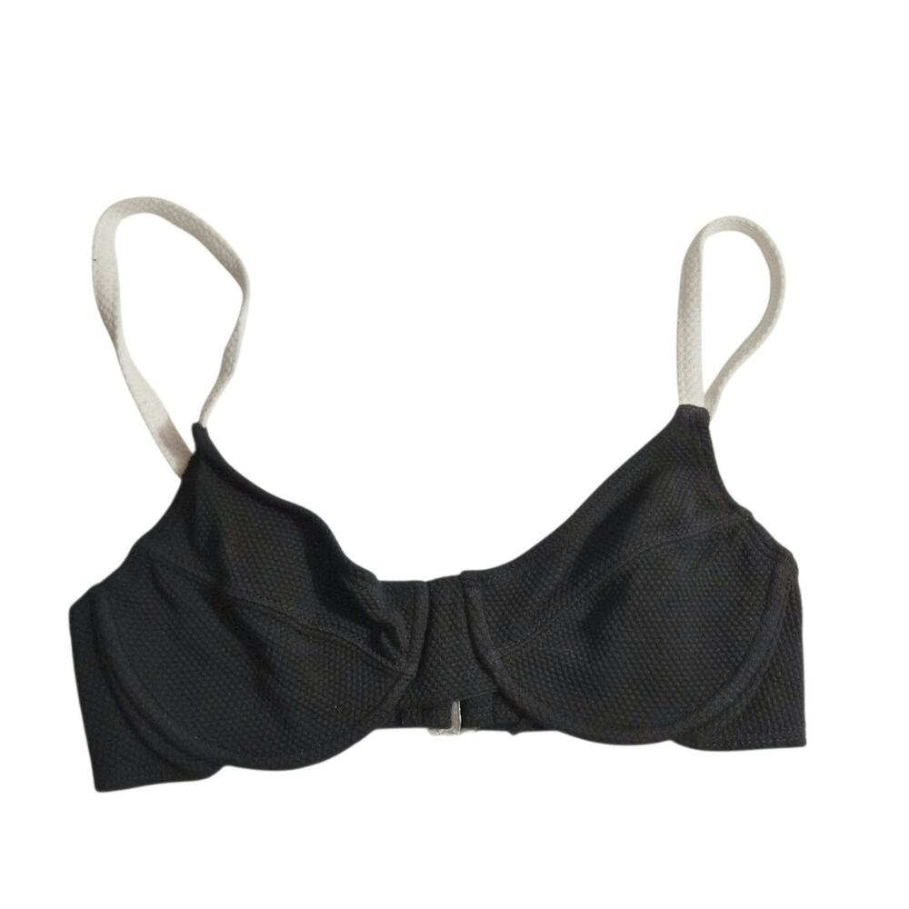 Vintage Newport News Sun Streak Black Underwire Bikini Top Sporty Waffle Knit 4